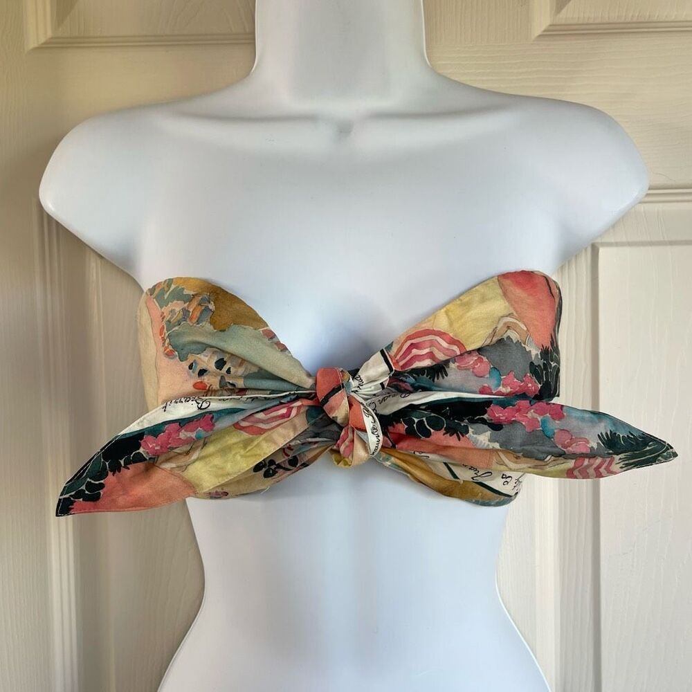 H&M Woven Short Strapless Bandeau Tie Top - 4
